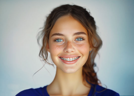 smiling girl with braces